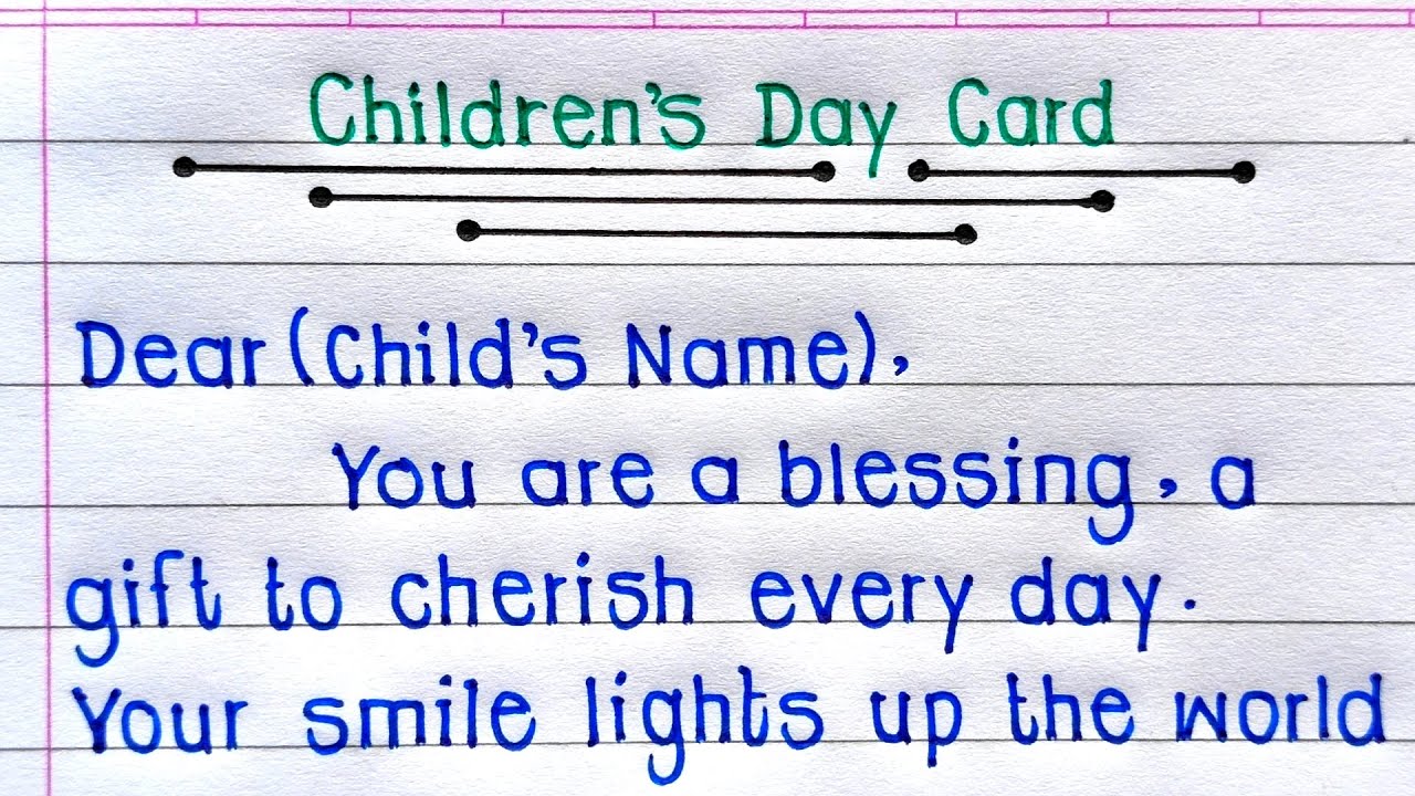 Children's Day Card Writing | Happy Children's Day Card Writing |