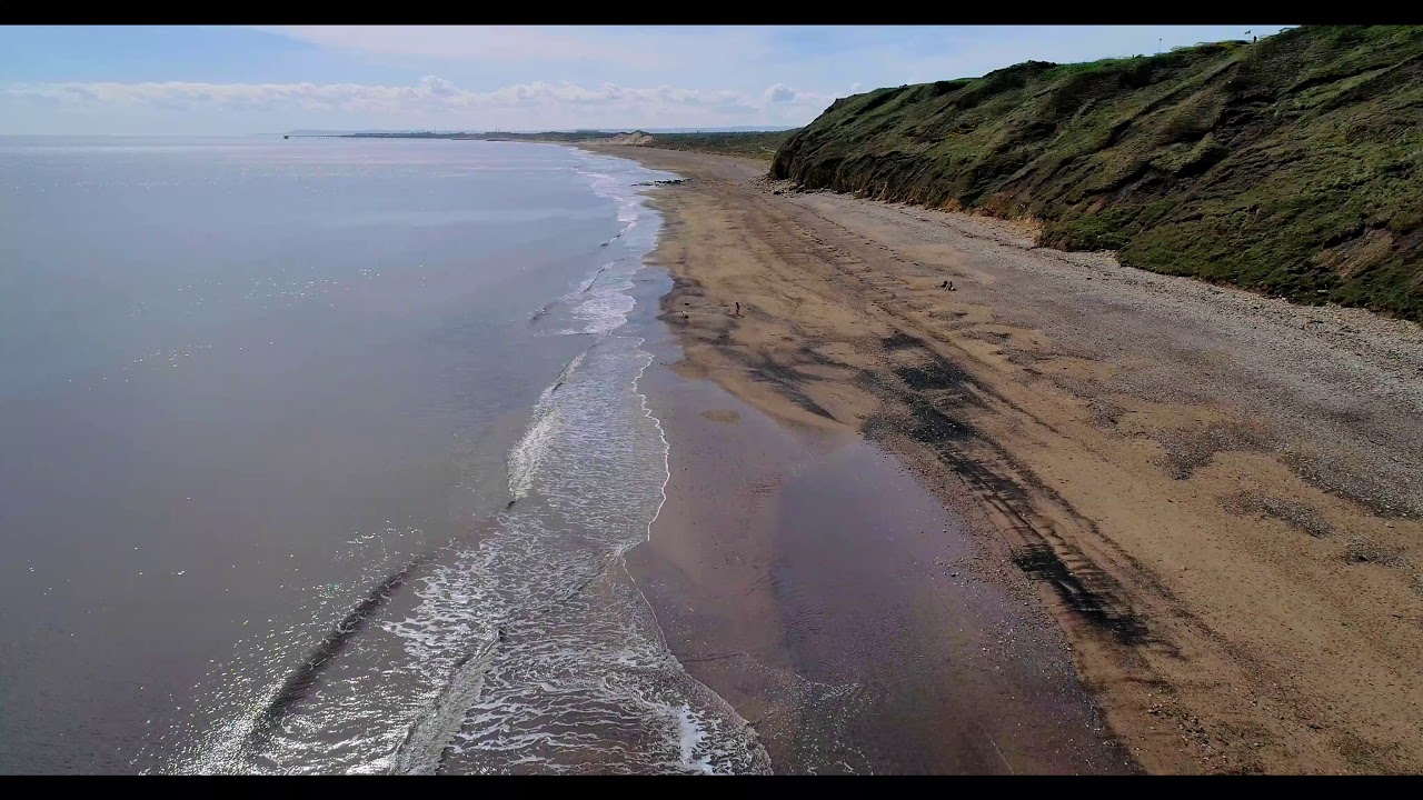 Crimdon beach by drone. Co Durham UK.