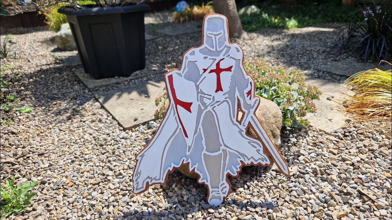 Knights Templar cut out on plywood. Scroll saw project..
