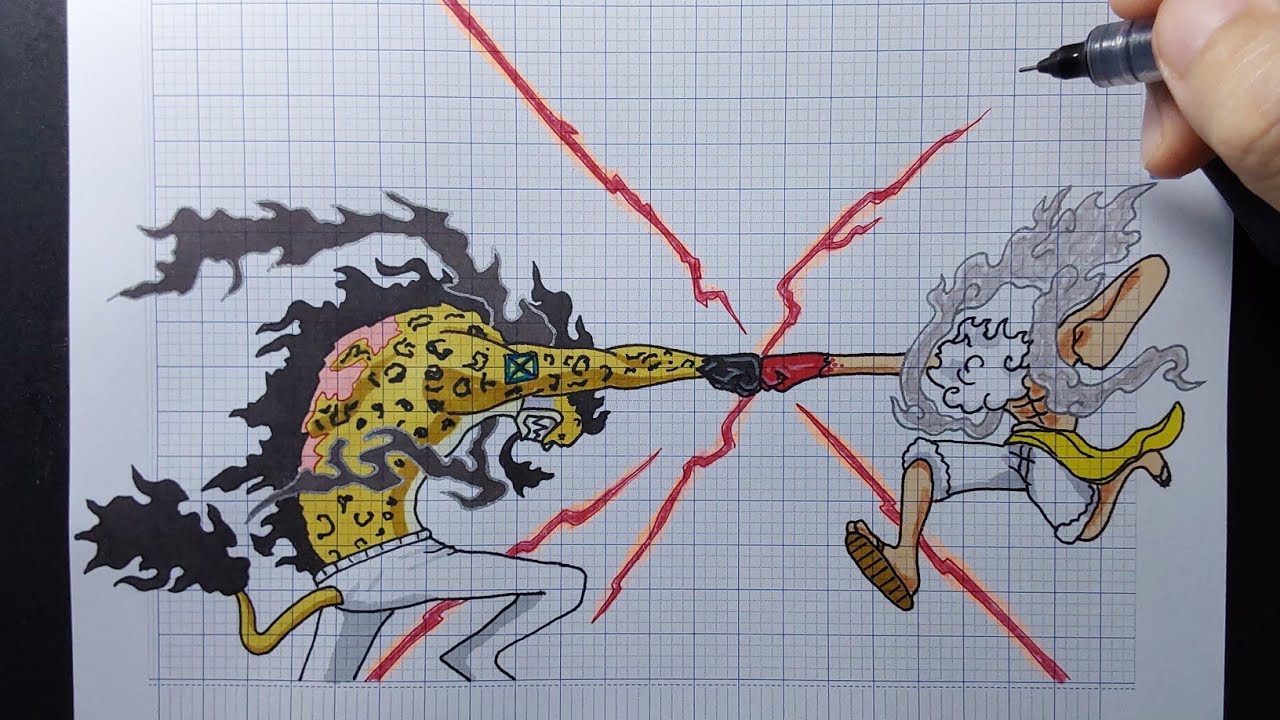 vẽ luffy gear 5 vs lucci