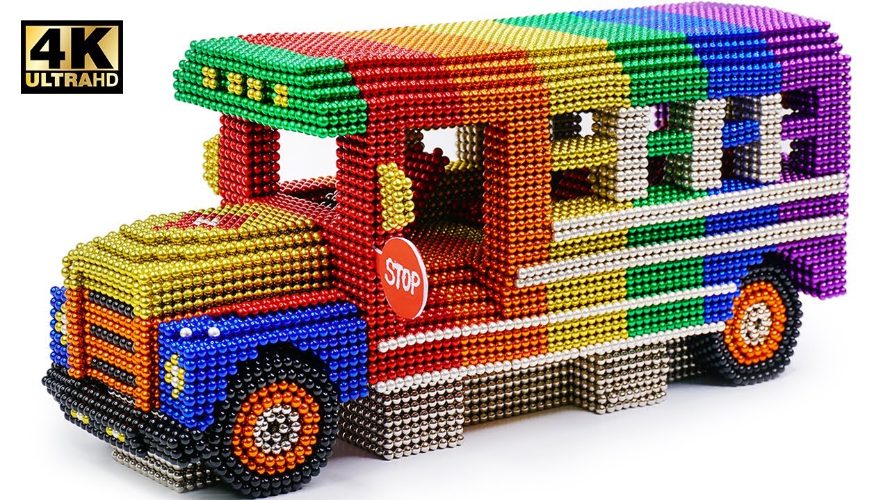Как сделать школьный автобус из магнитных шариков (удовлетворяющих и расслабляющих) | Магнит Мир 4К