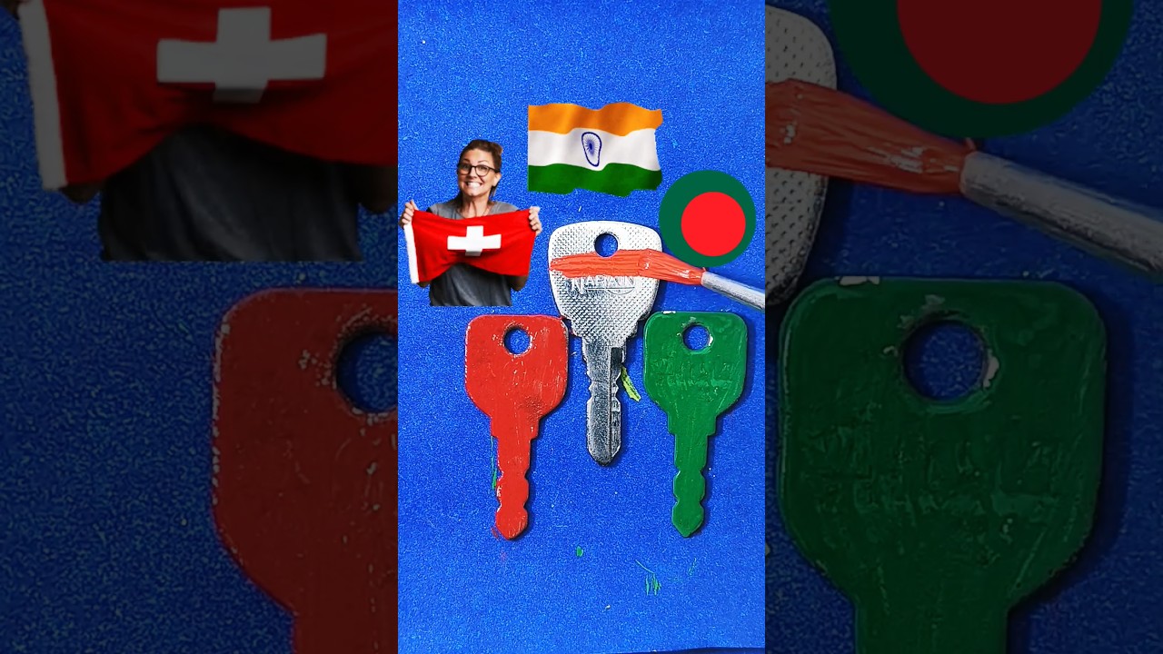 Easy Key 🗝️ flag 🇮🇳🇨🇭🇧🇩 #shorts #viral #art #key #flag