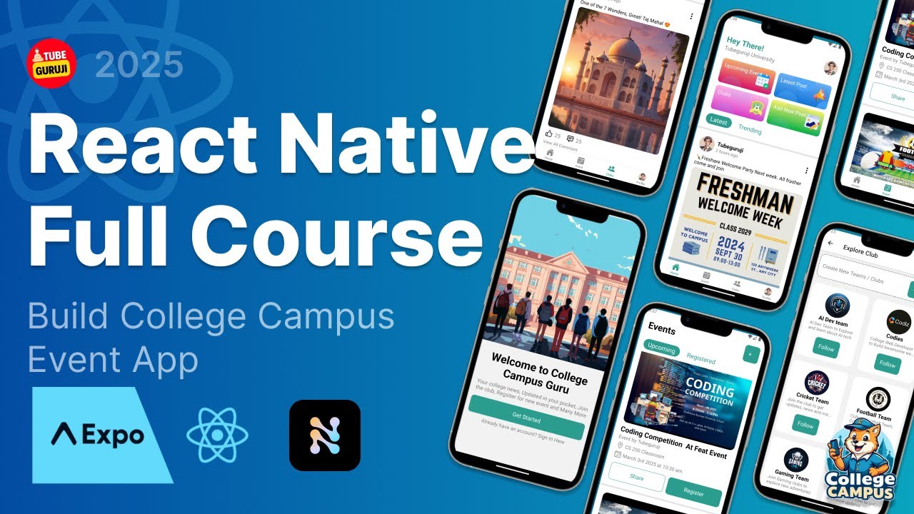 React Native Course | Build Full Stack React Native App | College Campus Event App | Expo Router