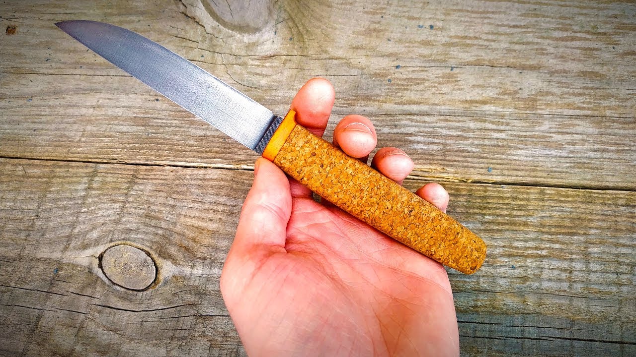 Изготовление ножа поплавка с рукоятью из пробки из напильника своими руками making file knife