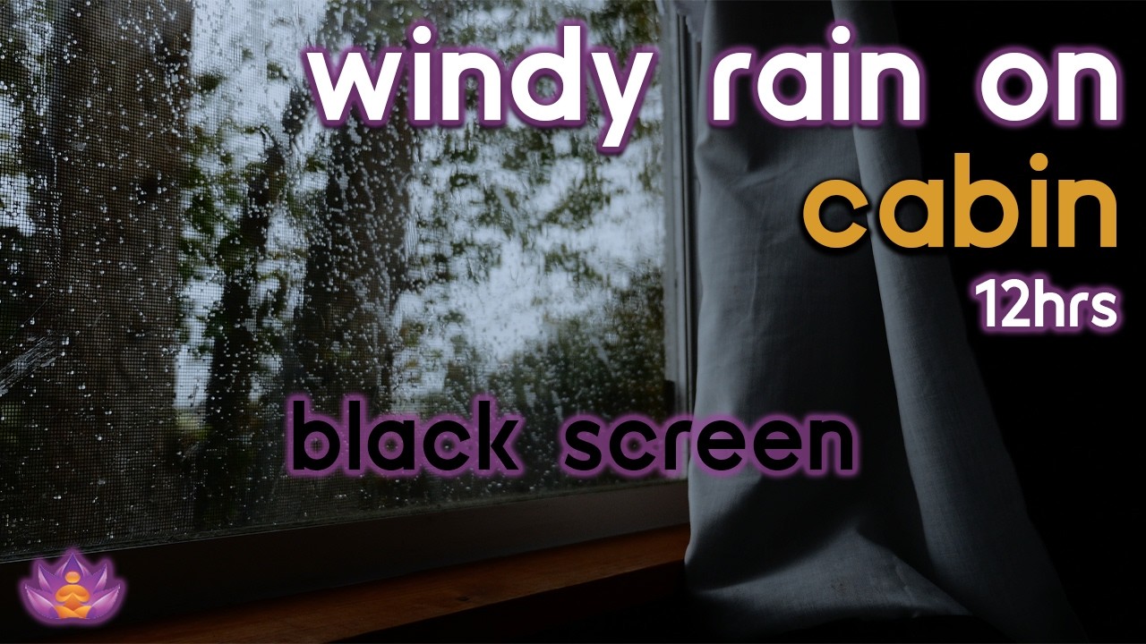 [Black Screen] Windy Rain on Cabin Window - No Thunder | Cozy Rain Sounds for Sleeping