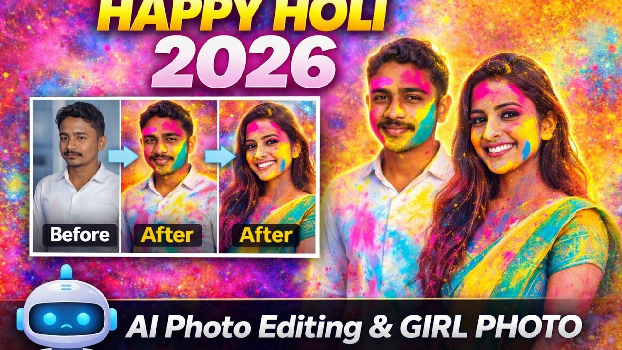 Happy Holi Photo Editing 2026 ! Gemini Holi Photo Editing Prompts ! Ai Se Holi Ka Photo Kaise Banaye