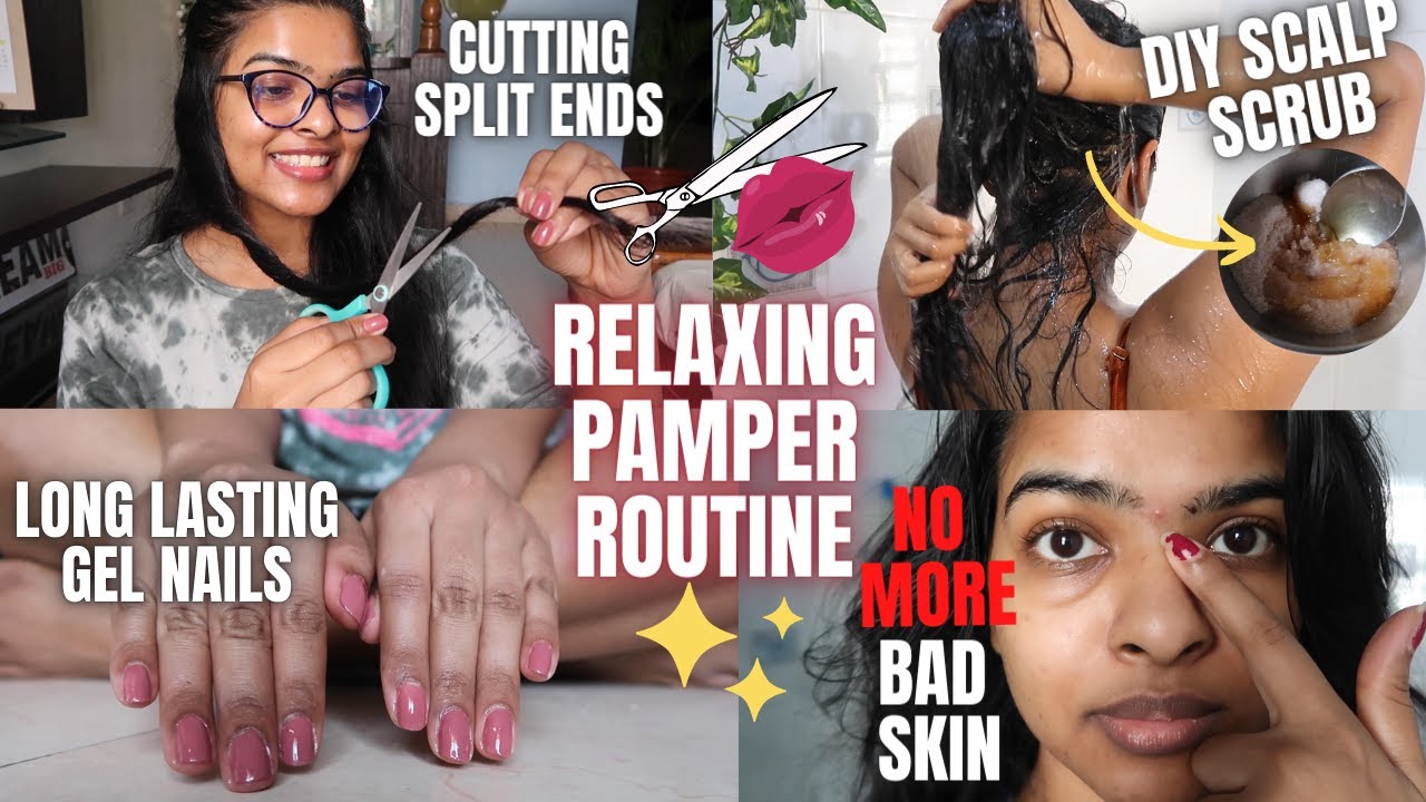 *Relaxing* WEEKLY Pamper Routine 2021 | DIY Salt Scrub, Cutting Split Ends, Gel Nails, Chemical Peel