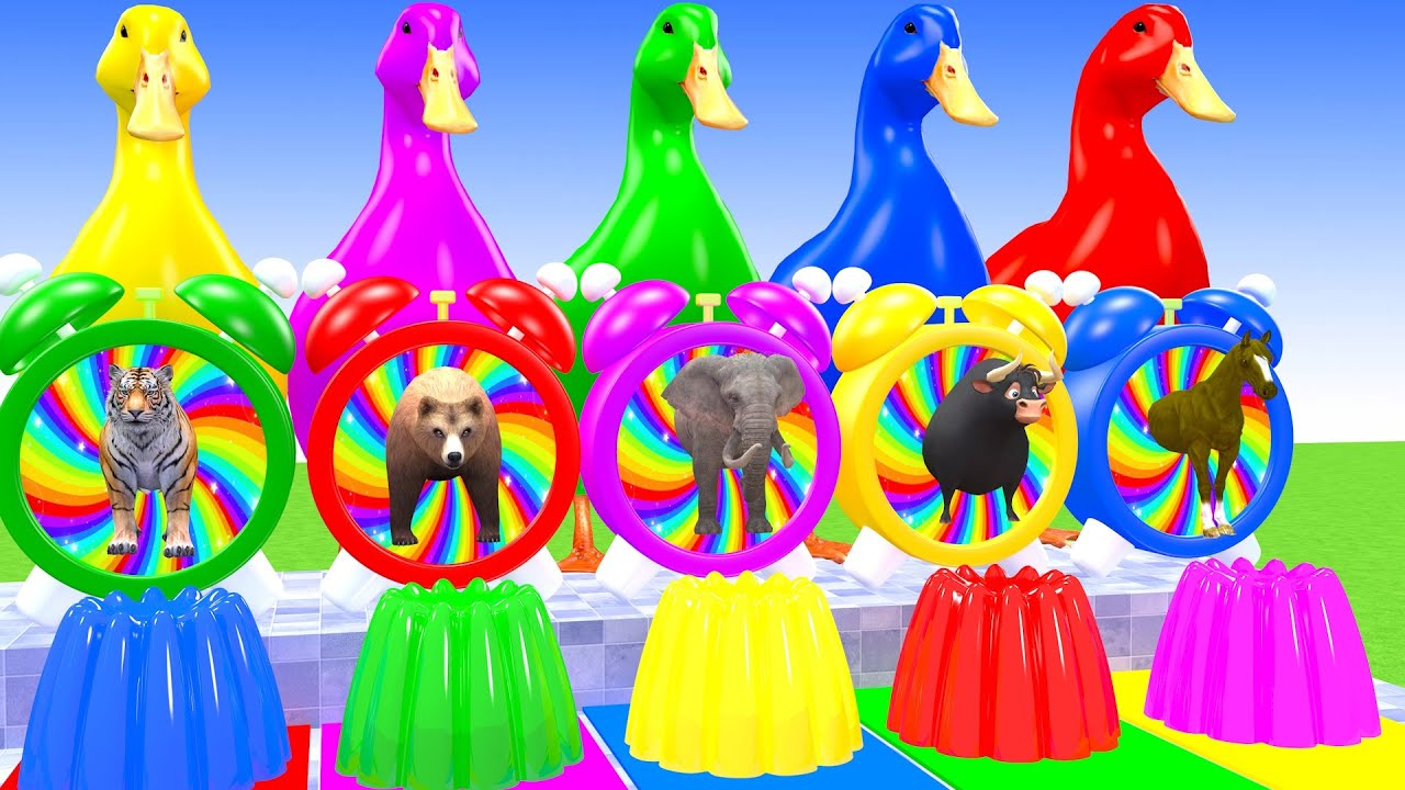 Long Slide Game With Elephant Tiger Bear Bull Horse Hippopotamus 3d Animal Game Funny 3d Animals