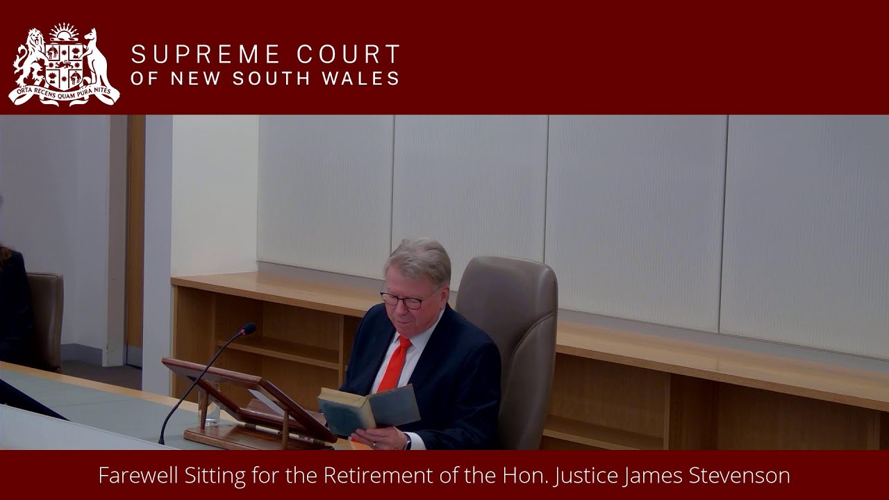 Farewell Sitting for the Retirement of the Hon. Justice James Stevenson - Fri 13 June 2025 at 9:15am