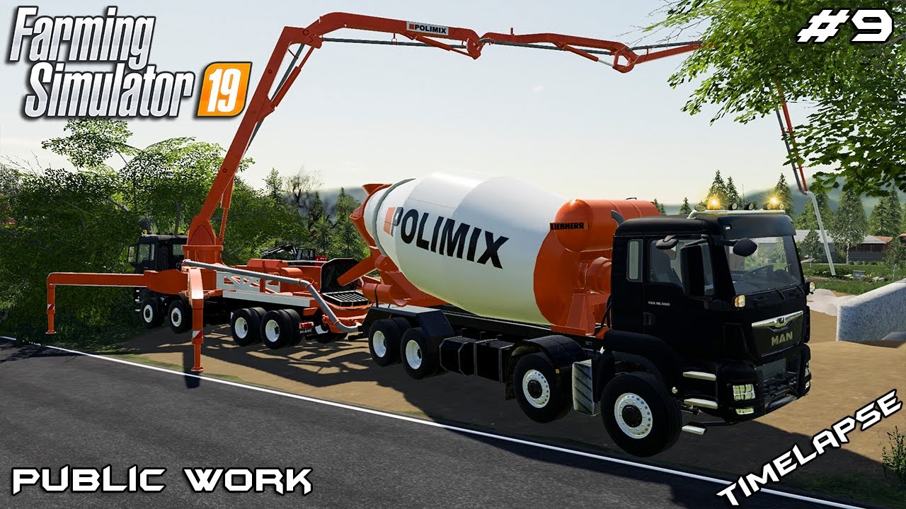 Pouring concrete | Public Work on Geiselsberg | Farming Simulator 19 | Episode 9