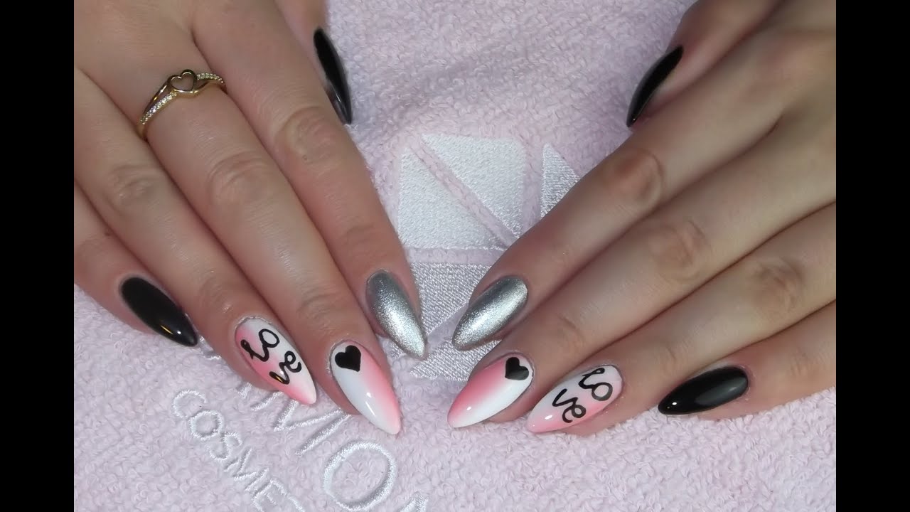 Valentine's Day sweet ombre nails-słodkie walentnkowe paznokcie Semilac
