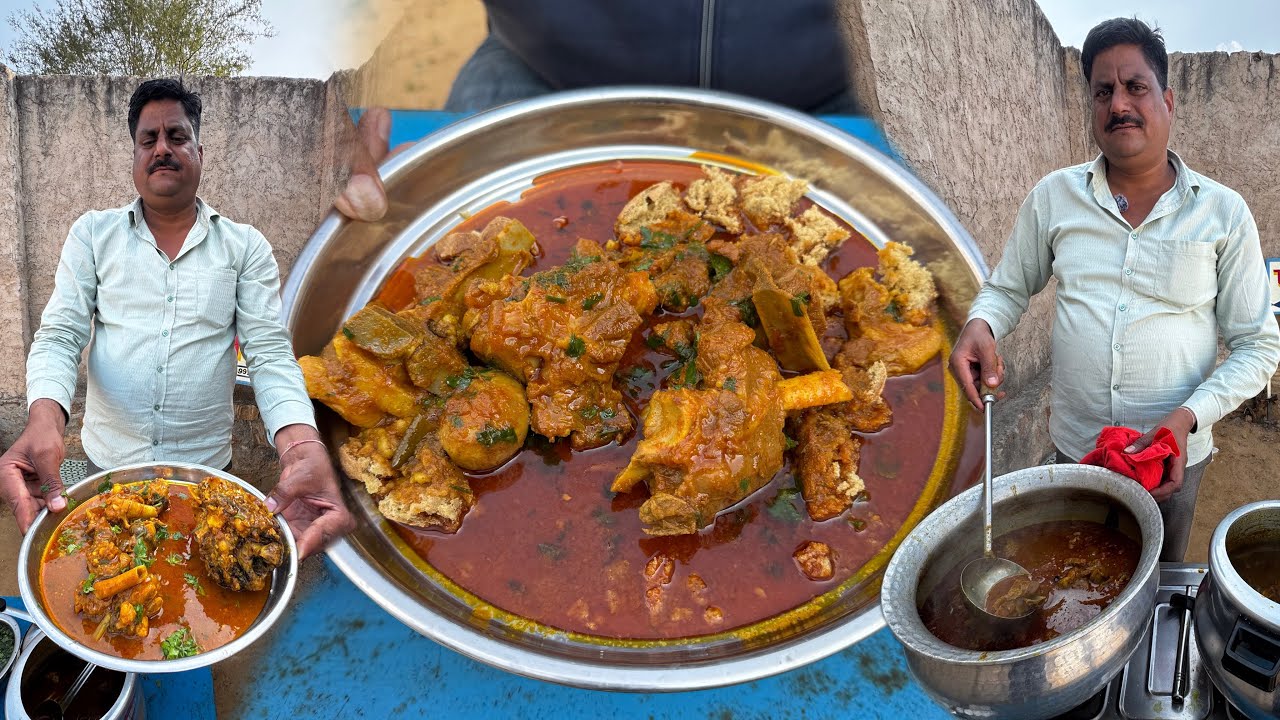फौजी हवादार ने बनायी देसी बकरे की मुंडी और मटन | DESI MUTTON IN RAJASTHAN | COOKER MUTTON RECIPE