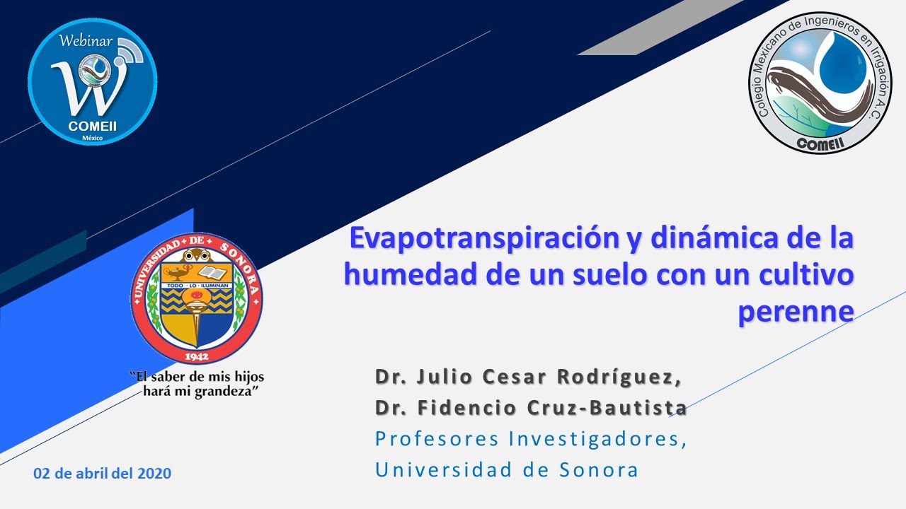 Webinar 11. Evapotranspiración y dinámica de la humedad de un suelo con un cultivo perenne.