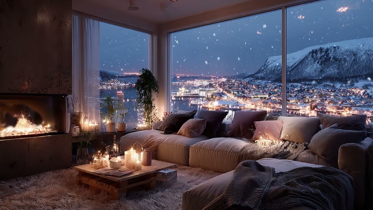 3 Hours Falling Snow ❄️ Calm Winter Night for Deep Sleep