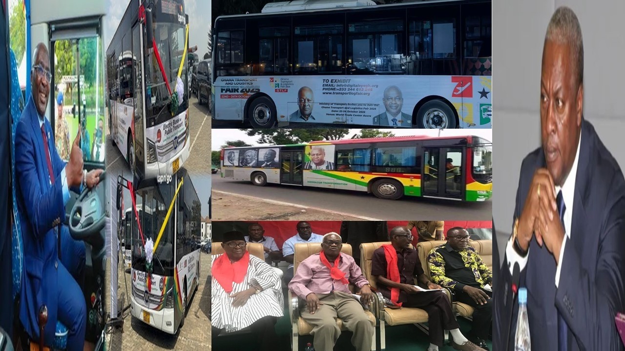 NDC Elders Sh0cks As Mahama Branded All Bawumia Electric Buses With His Pictures As..