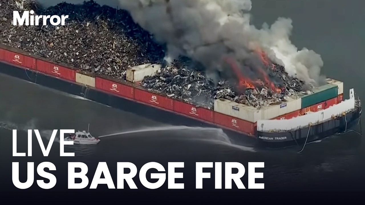 LIVE: FIRE BREAKS OUT on river barge in Delaware as firefighters race to stop flames