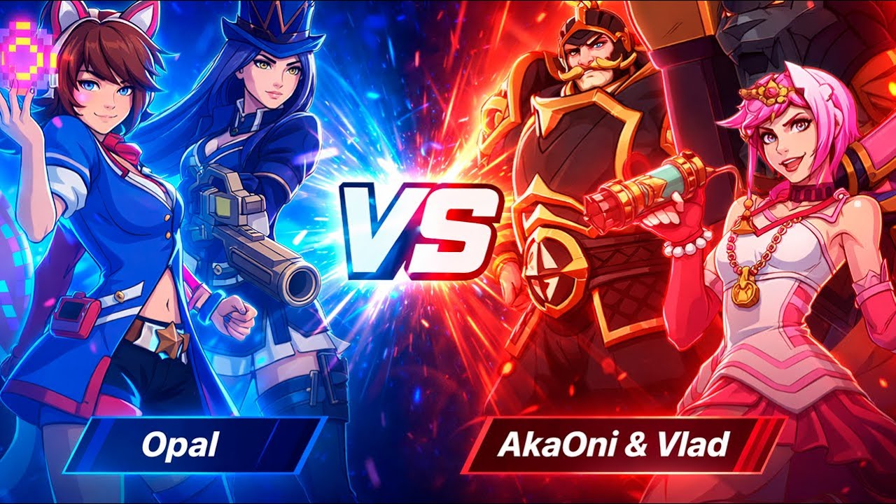 Opal vs AkaOni & Vlad &ndash; [Challenger] Ahri Caitlyn VS Braum Jinx [Challenger] | 2XKO