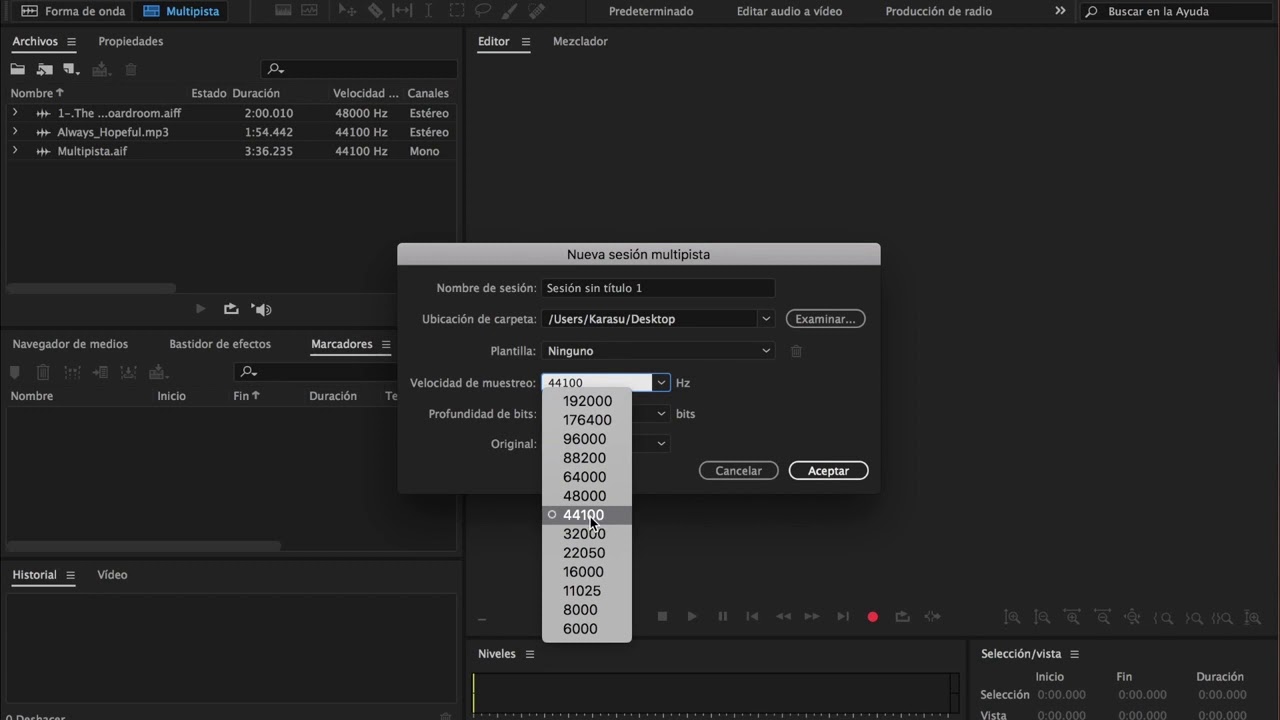 Sesión Multipista - Adobe Audition
