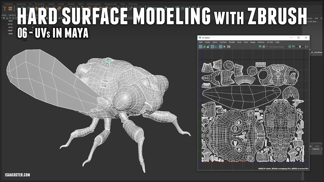 Hard Surface Modeling with Zbrush Part 3: Ch 06 UVs in Maya