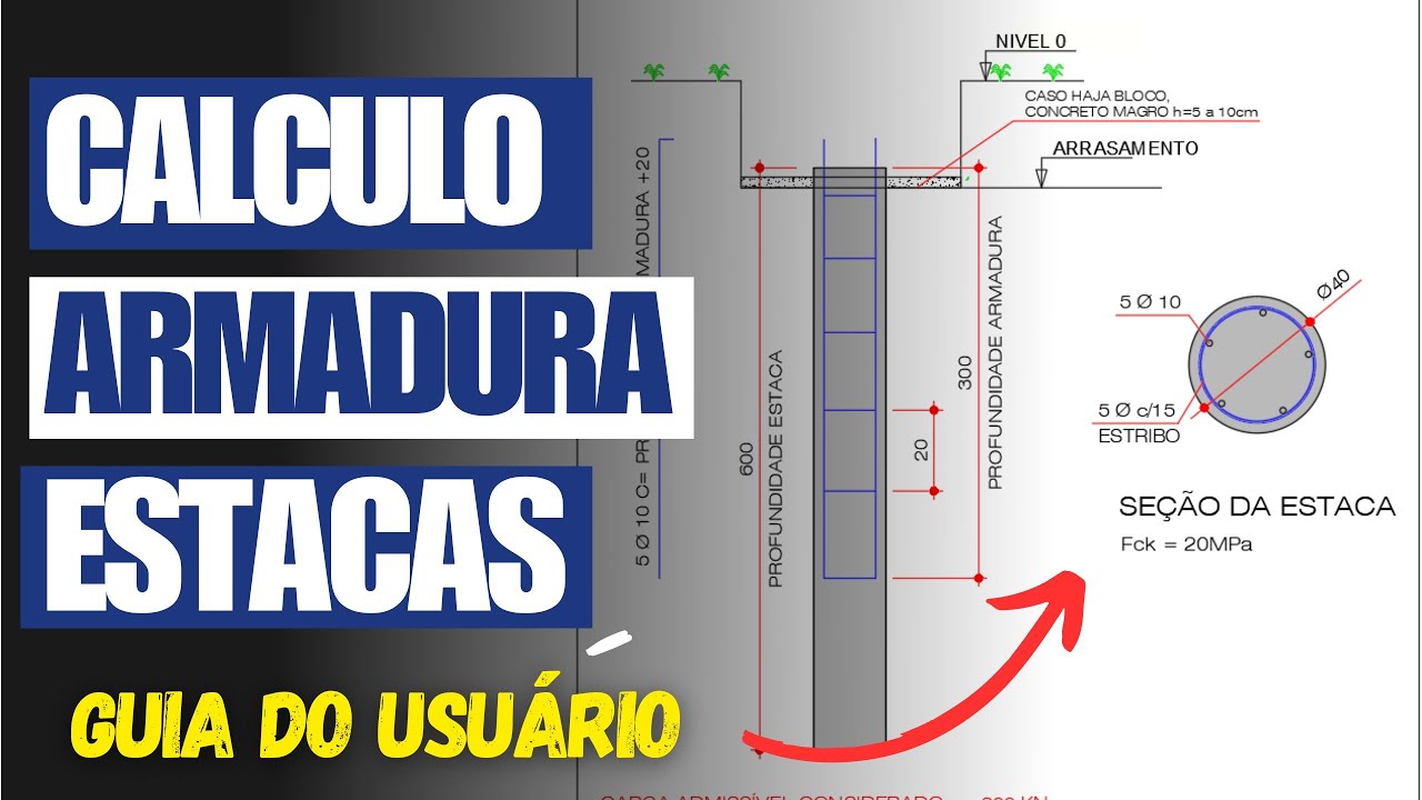 Planilha Cálculo Armadura de Estacas Passo a Passo  - Barras e Estribos - Guia do Usuário