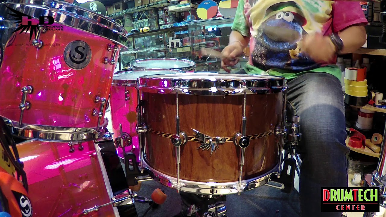 Hendrix Archetype Stave Walnut Snare Drum 14x8 Gloss with 3D Wood Inlay www drumtechcenterthailand c