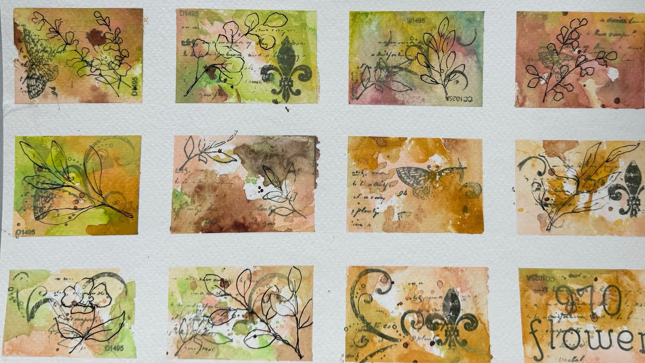 Мини-акварельные и штамповые работы