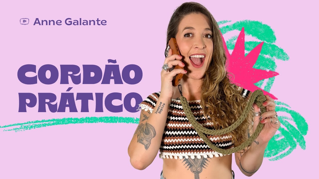 Cordão de crochê multiuso super rápido de fazer PASSO A PASSO | Cordão Prático | Anne Galante