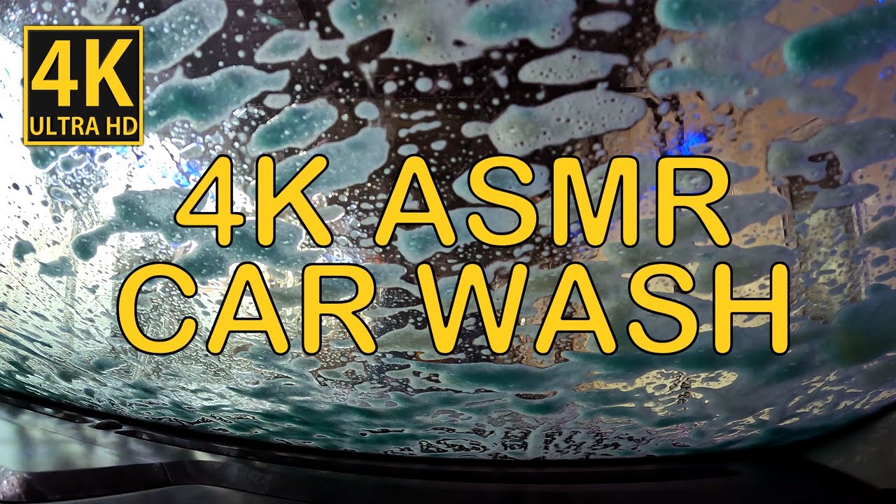 ASMR 4K Car Wash Drive Through Washing Car Water and Brush Sounds Auto Wash