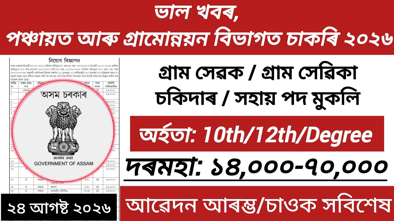 Development Block Recruitment 2026 - Assam Job | Job in Assam | Assam Job News Today | Assamese News
