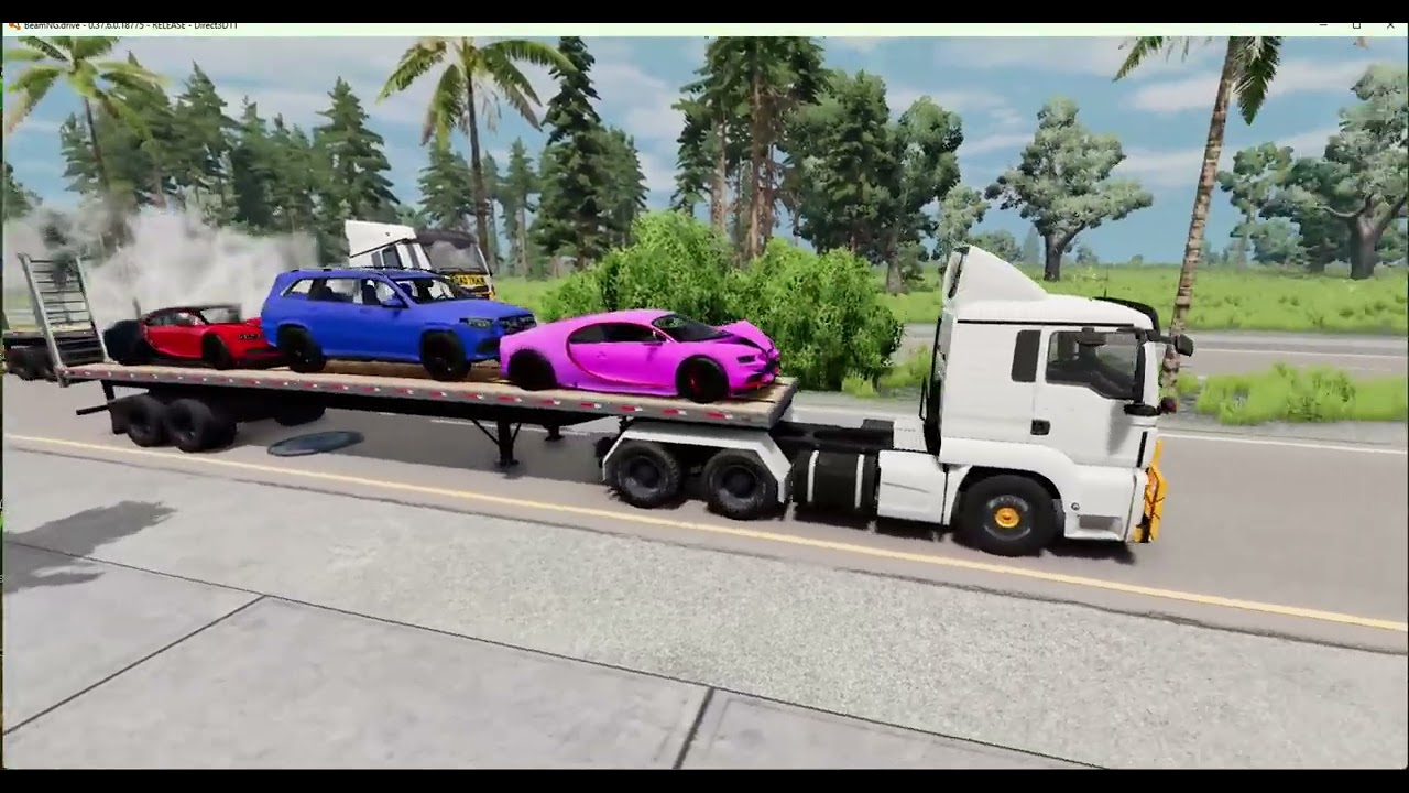 Flatbed Truck McQueen | Transportation with Truck - Pothole vs Car # | BeamNG.Drive Gameplay