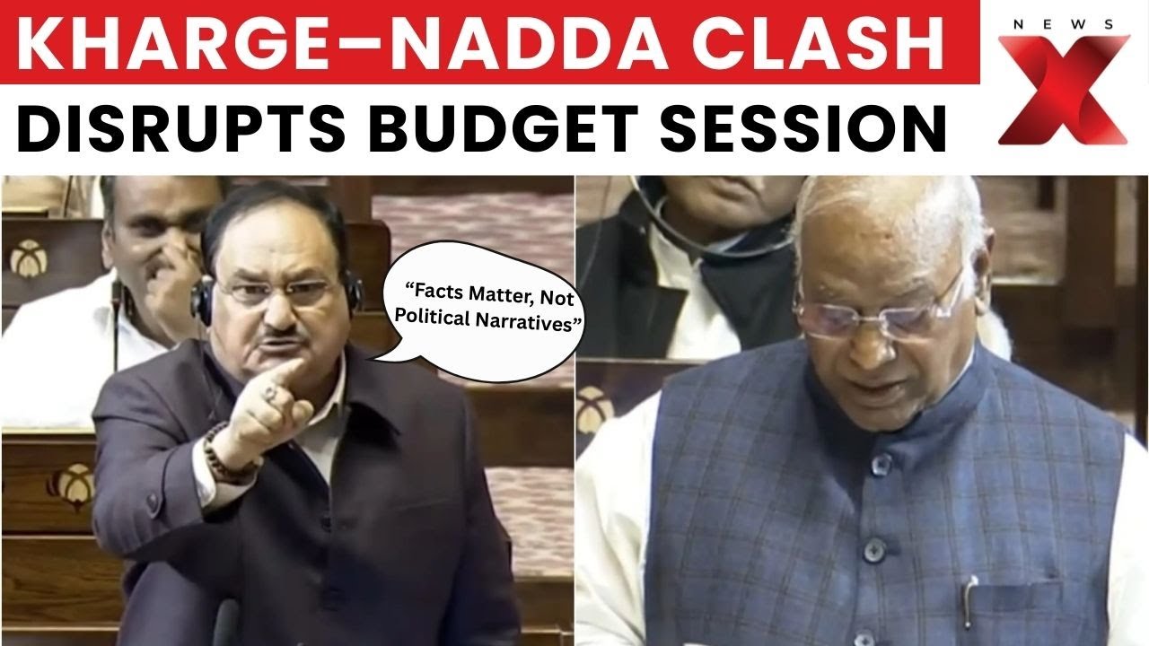 Budget Session Chaos: Kharge&ndash;Nadda Face Off Over Rahul Gandhi Speech Row | NewsX