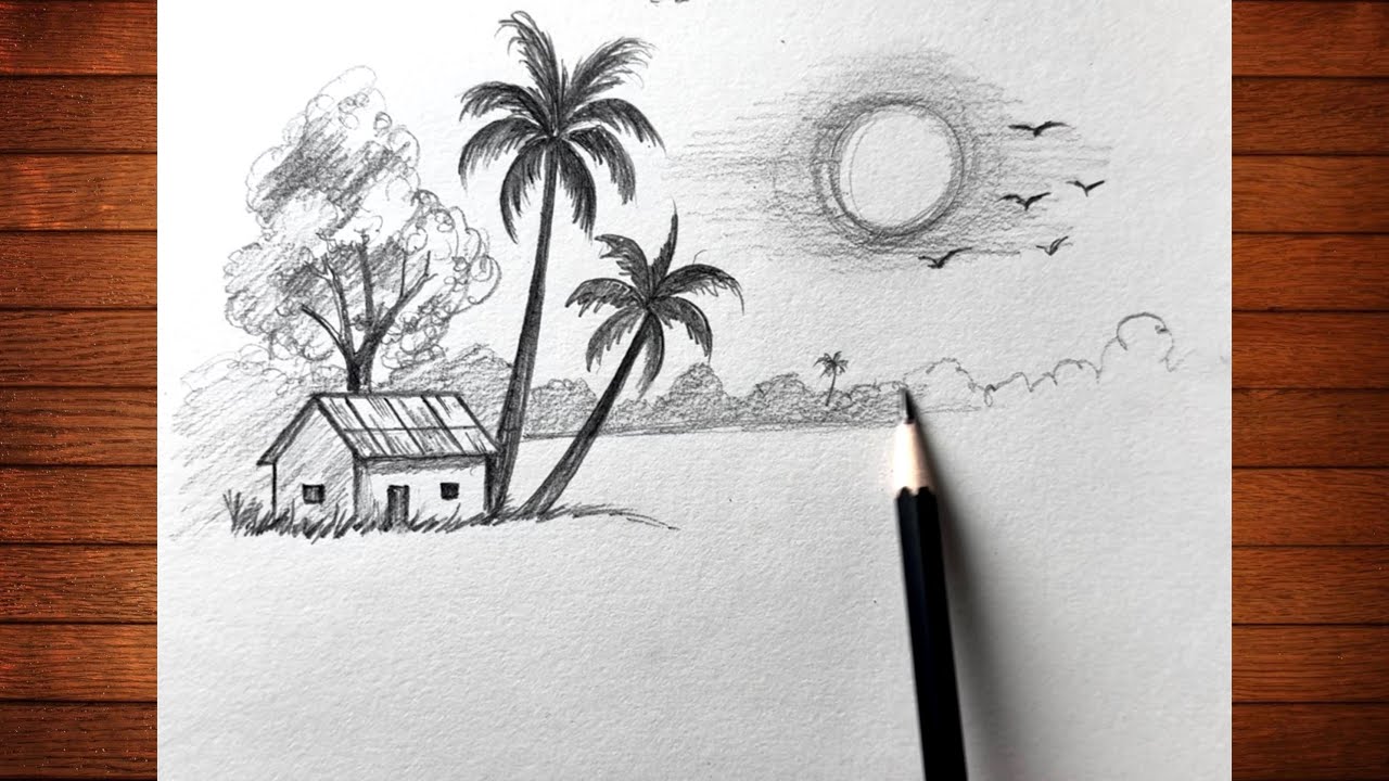 Easy Scenery Drawing step by step ✍️ | @Kabitartn 