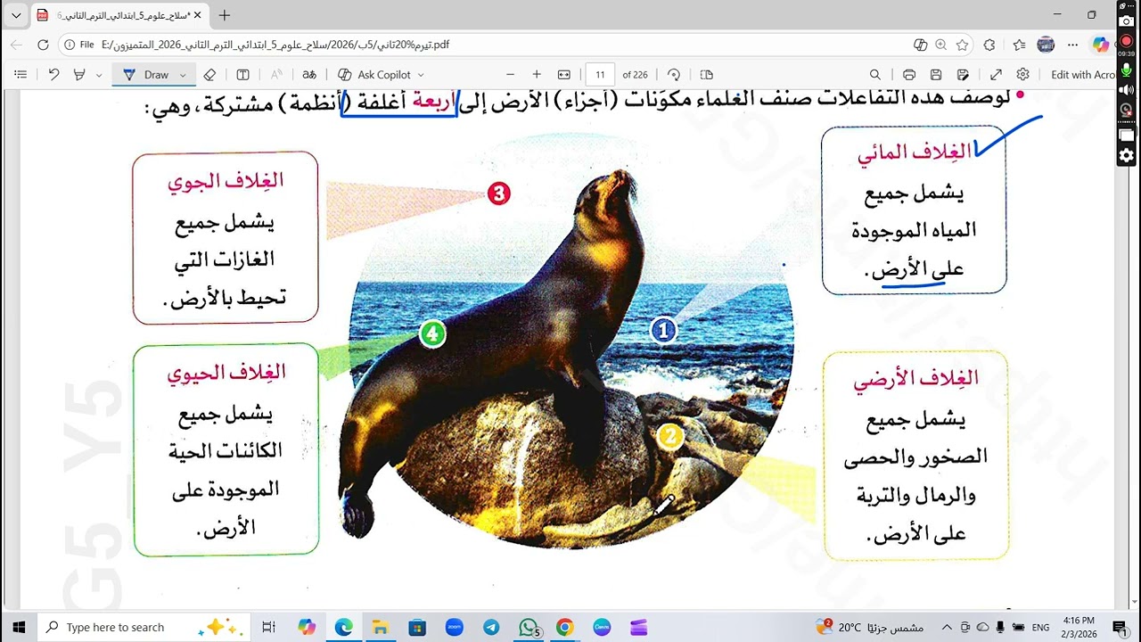 شرح الدرس الاول كامل في المفهوم الاول علوم الصف الخامس الابتدائي ترم 2