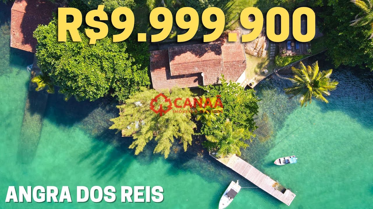 PARADISÍACA CASA NA ILHA COM GARAGEM DE BARCO, DECK, AMPLO TERRENO EM ANGRA DOS REIS - RJ🌴🔆 4K 60fps