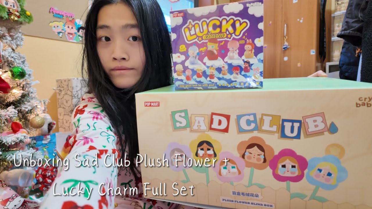 ۶ৎunboxing sad club plush flower + lucky charm full set box ۶ৎ