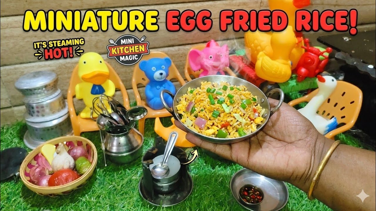 Miniature veg fried rice recipe 90s tiny kitchen/mini fried rice/lunch box ideas.