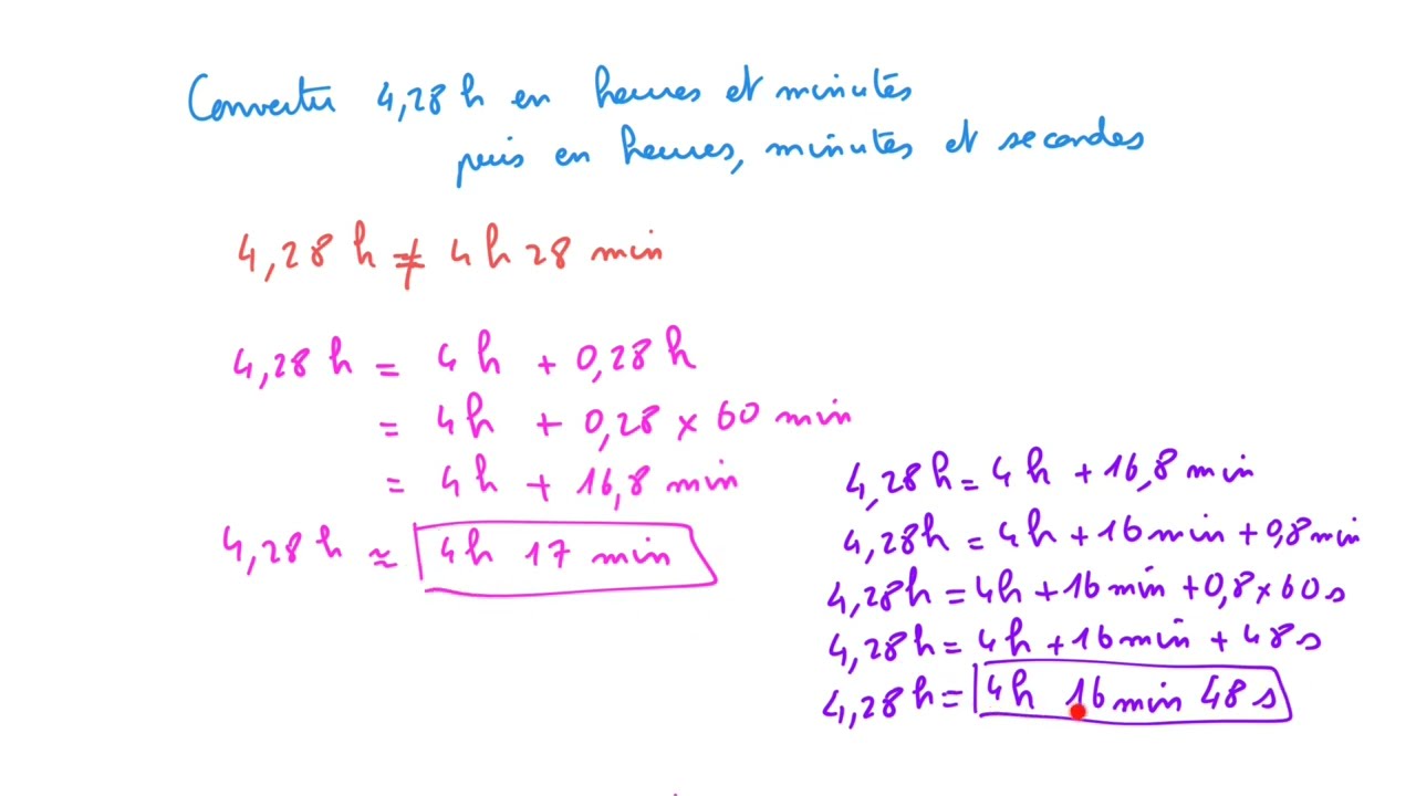 Conversion heures minutes et heures décimales