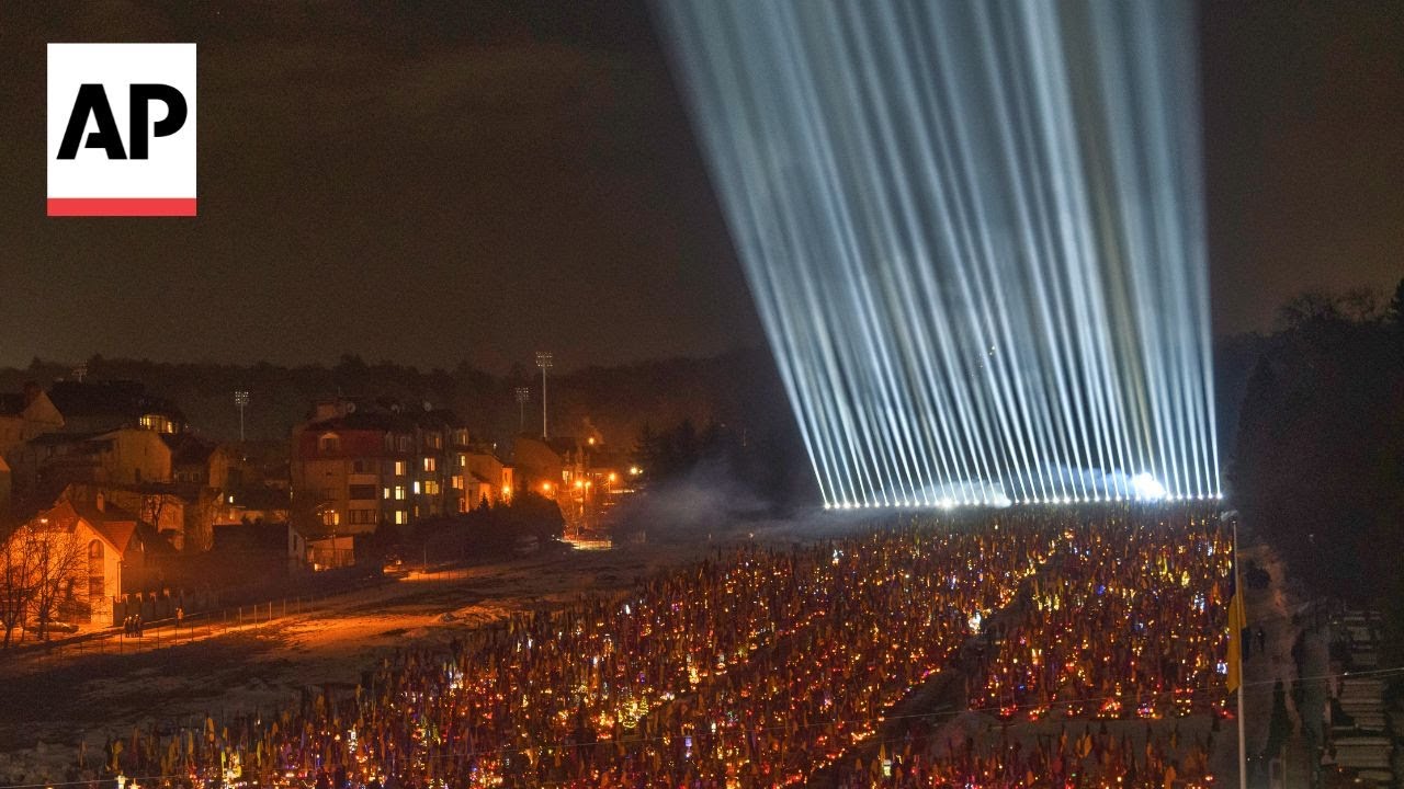 Beams of light honor Ukraine&rsquo;s fallen defenders on Russian invasion anniversary