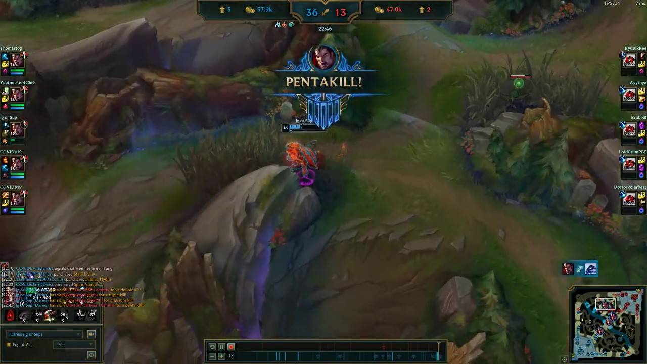 Darius 1v5 One for All Pentakill