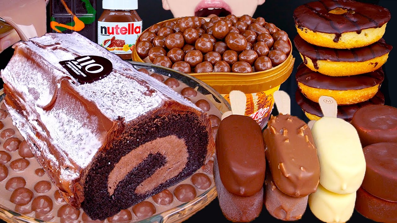 ASMR MALTESERS DUBAI CHOCOLATE ICE CREAM NUTELLA DESSERT MUKBANG두바이 초콜릿 먹방ドバイチョコレート 咀嚼音EATING SOUNDS