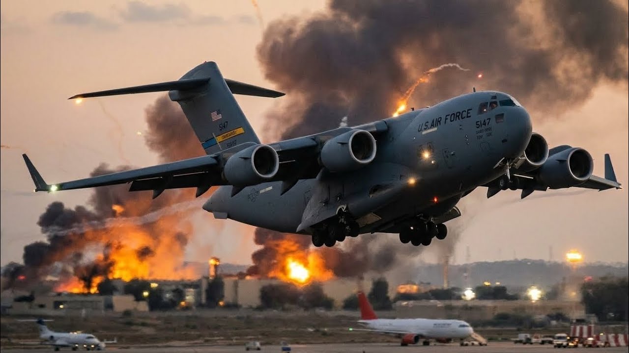 ISRAEL EMERGENCY TAKEOFF! Sejjil Missiles Strike Near Ben Gurion as C-17 Globemaster III Launches