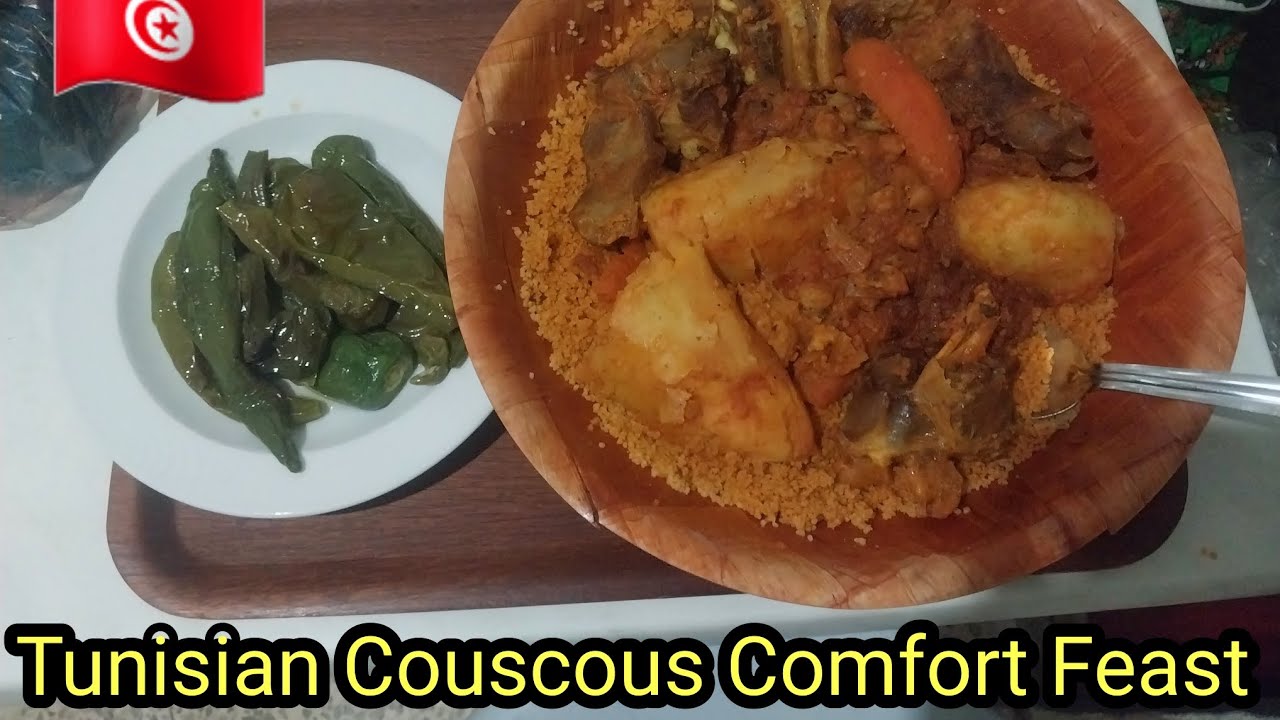 🍛🔥 Tunisian Couscous with Meat & Vegetables Mukbang ASMR | Deep Eating Sounds