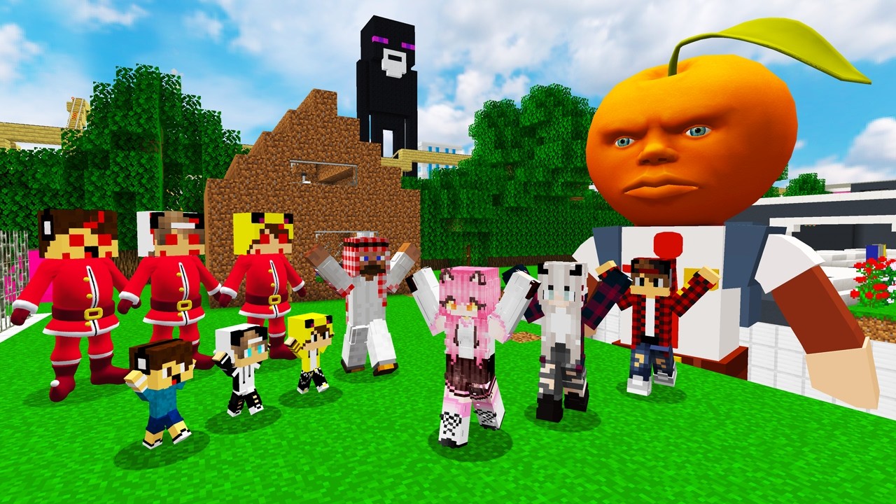 ماين كرافت لكن انقذت جيجي وكعبول وعبوسي من العملاق الخارق رأس البرتقالة 😨😱 #فلم_ماين_كرافت
