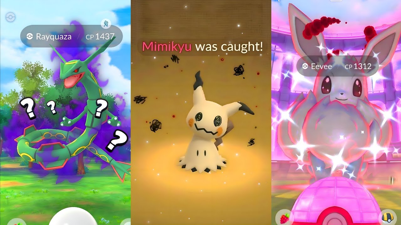 Mimikyu, Shadow Rayquaza & Gigantamax eevee in pokemon go? Shiny kyogre & Shiny groudon pokemon go.