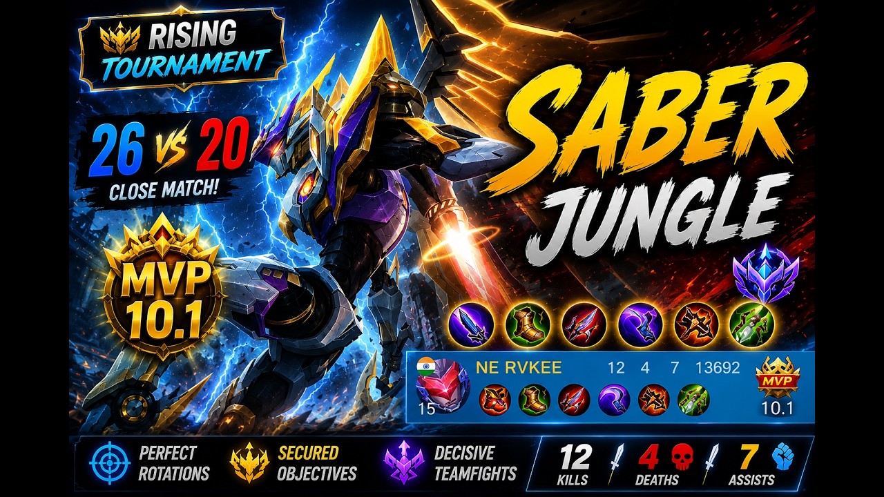 Saber Jungle MVP in Rising Tournament ⚔️ Even Match Until the End! | MLBB Gameplay