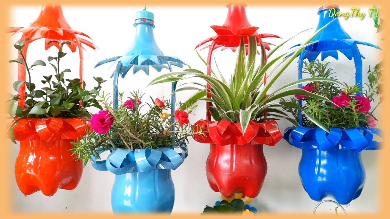 Làm Chậu Hoa Bằng Chai Nhựa/ Chậu Hoa Treo/#56