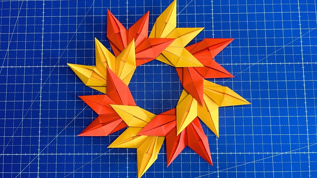 DIY ОРИГАМИ ОСЕННИЙ ВЕНОК 🍂 Красивое осеннее украшение из бумаги, которое можно повторить