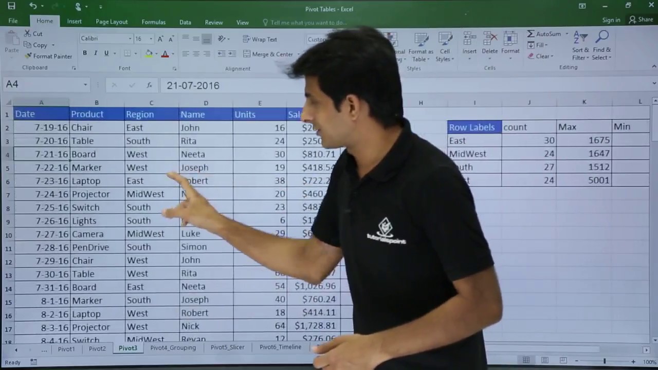 MS Excel - Pivot Table Example 3
