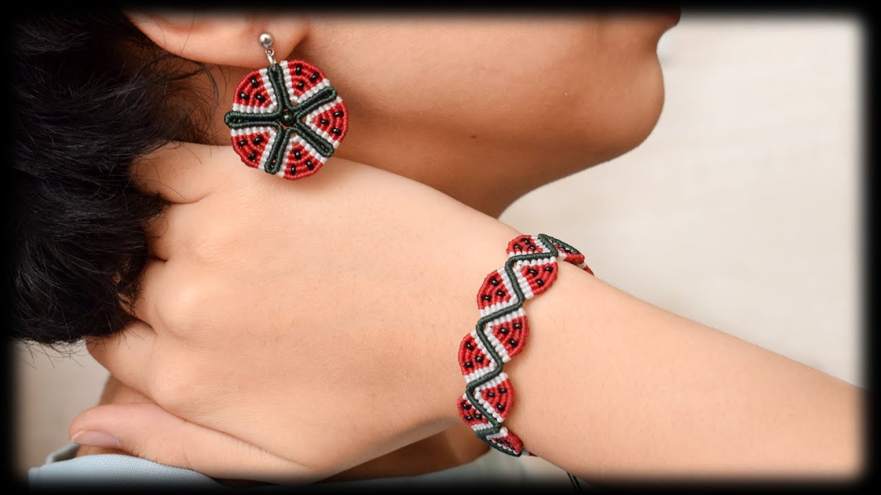 DIY Easy Macrame Watermelon | How to Make Macrame Watermelon Bracelet | Macrame Watermelon Earrings