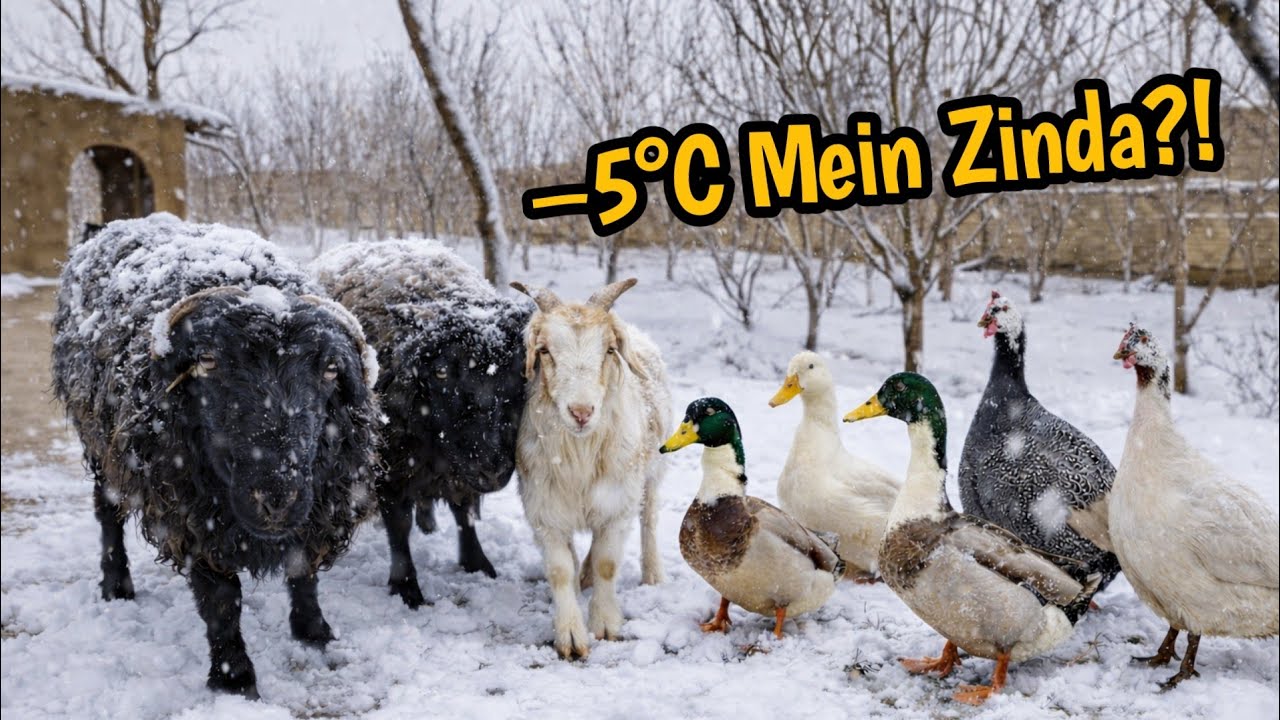 Snowfall in My Garden ❄️ | How My Birds Survived –5°C | Guinea Fowls, Ducks & Hens